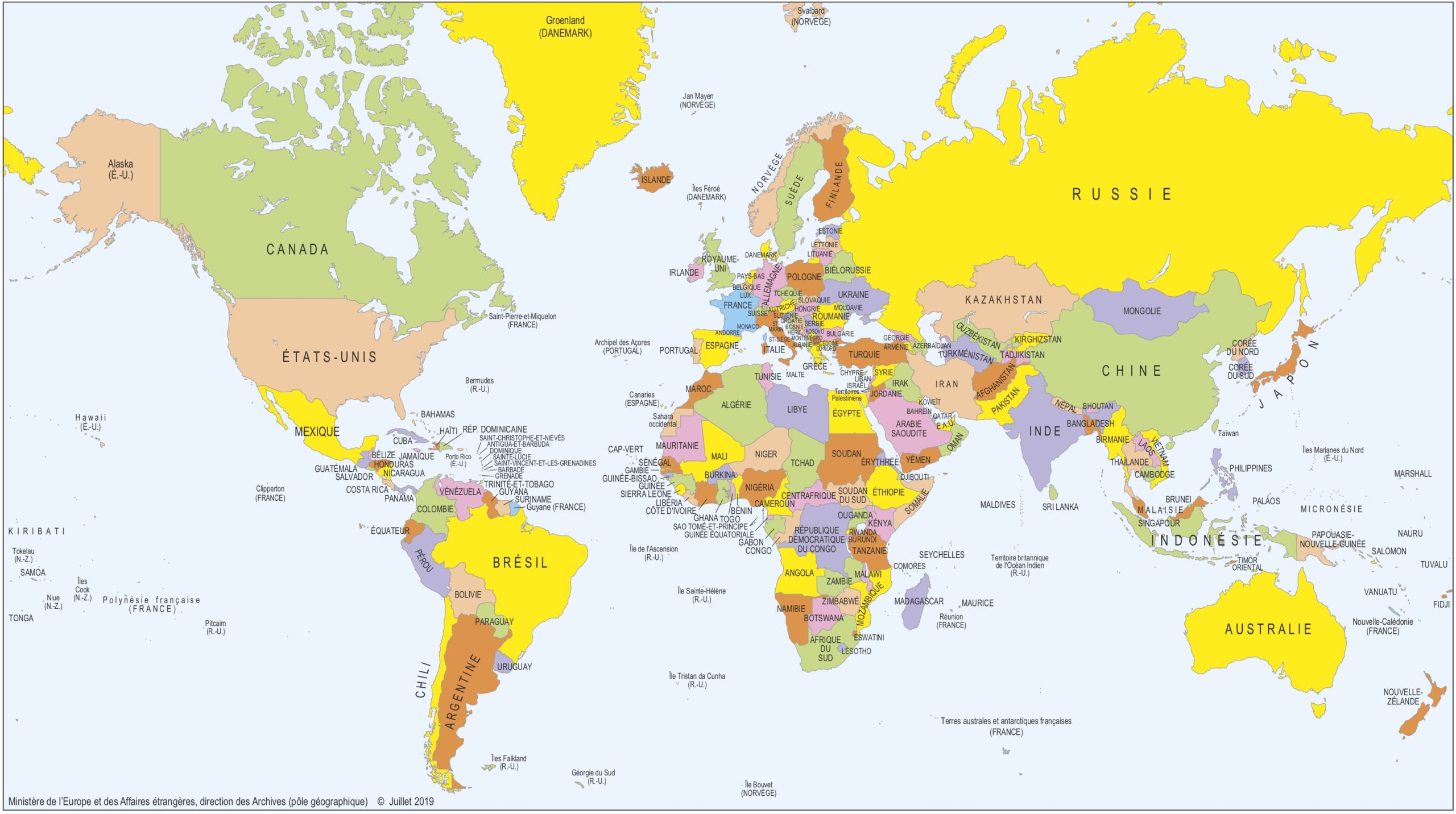 Carte du Monde à imprimer